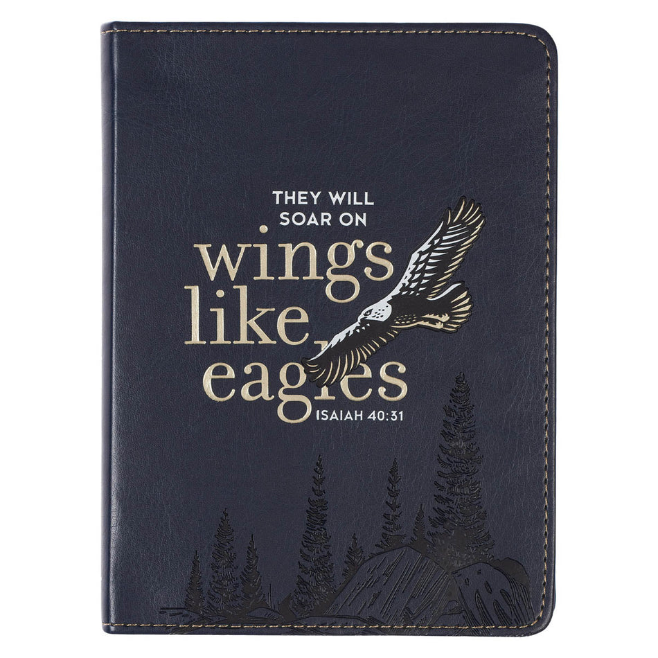 Wings Like Eagles Navy Blue Handy-sized Faux Leather Journal - Isaiah 40:31 by Christian Art Gifts