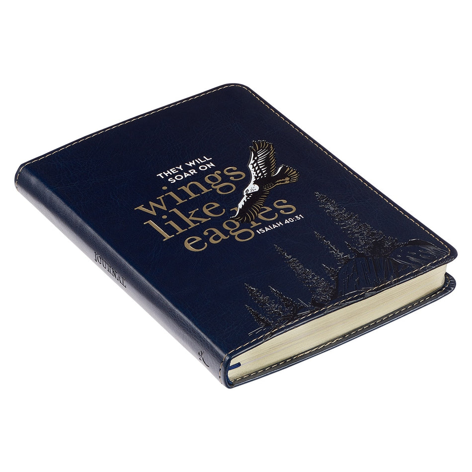Wings Like Eagles Navy Blue Handy-sized Faux Leather Journal - Isaiah 40:31 by Christian Art Gifts, product view 2