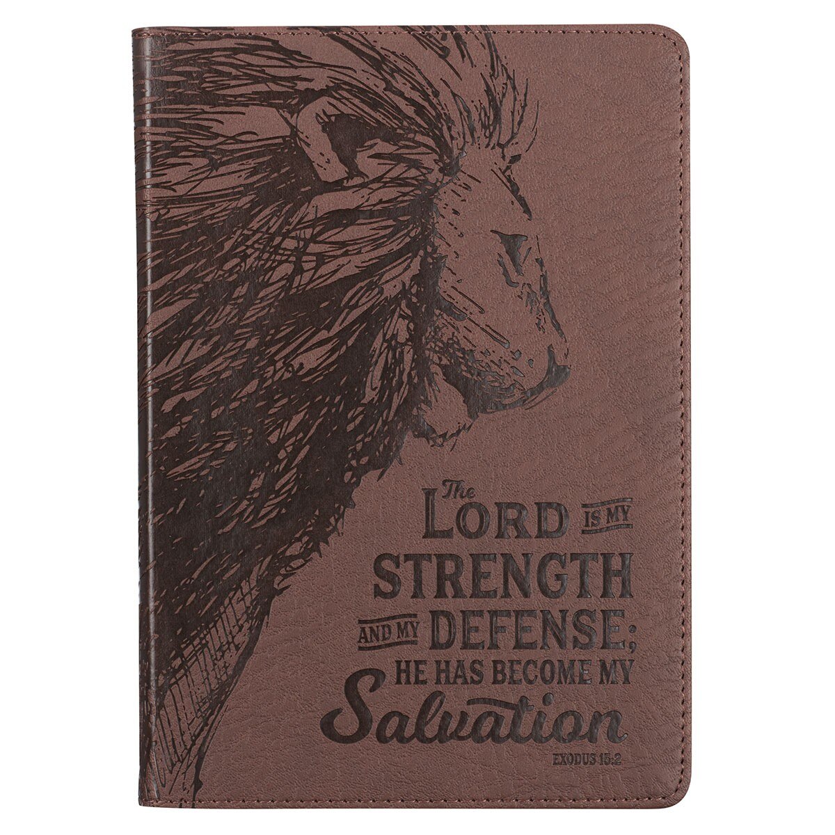 My Strength and My Defense Walnut-Brown Faux Leather Classic Journal - Exodus 15:2 by Christian Art Gifts
