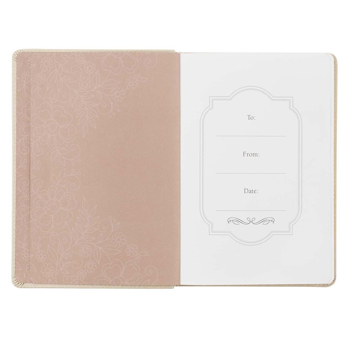 When She Speaks Taupe Faux Leather Classic Journal - Proverbs 31:26 by Christian Art Gifts, product view 2