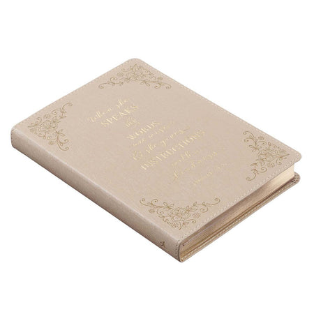 When She Speaks Taupe Faux Leather Classic Journal - Proverbs 31:26 by Christian Art Gifts, product view 3