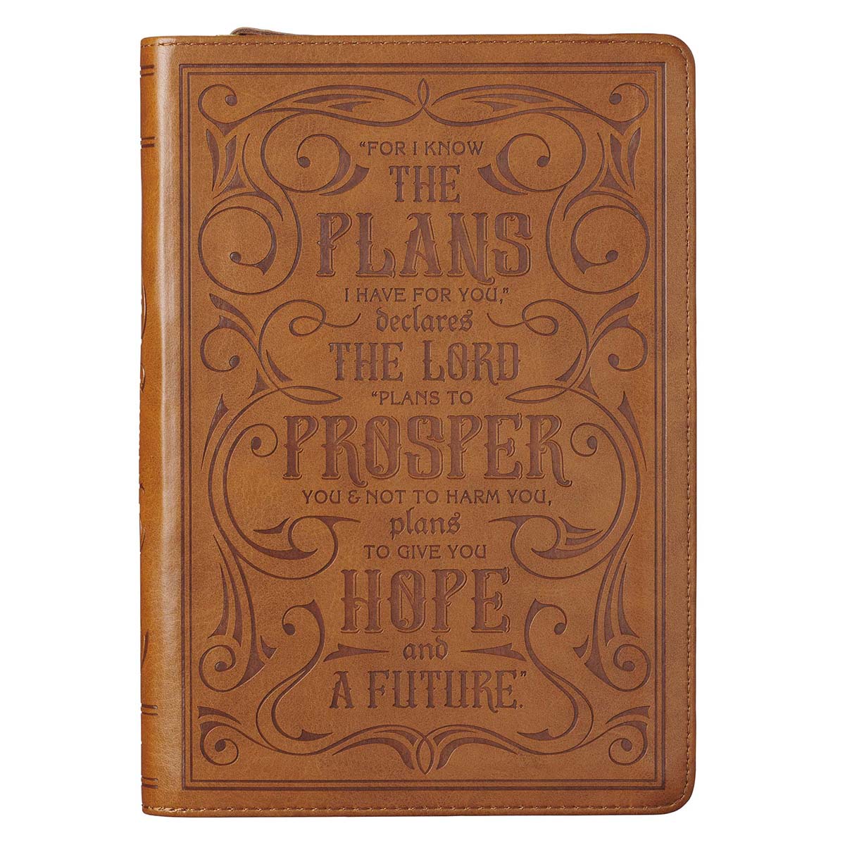 I Know the Plans Saddle Tan Faux Leather Classic Journal with Zippered Closure - Jeremiah 29:11 by Christian Art Gifts