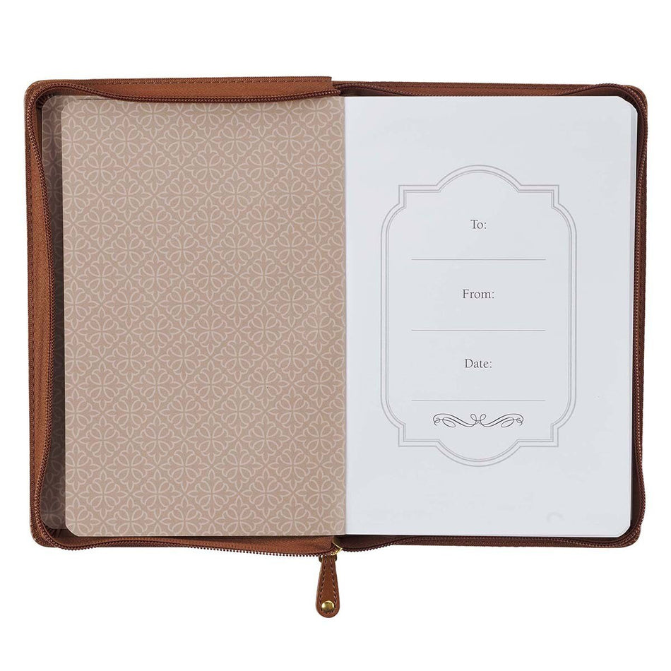 I Know the Plans Saddle Tan Faux Leather Classic Journal with Zippered Closure - Jeremiah 29:11, product view 2