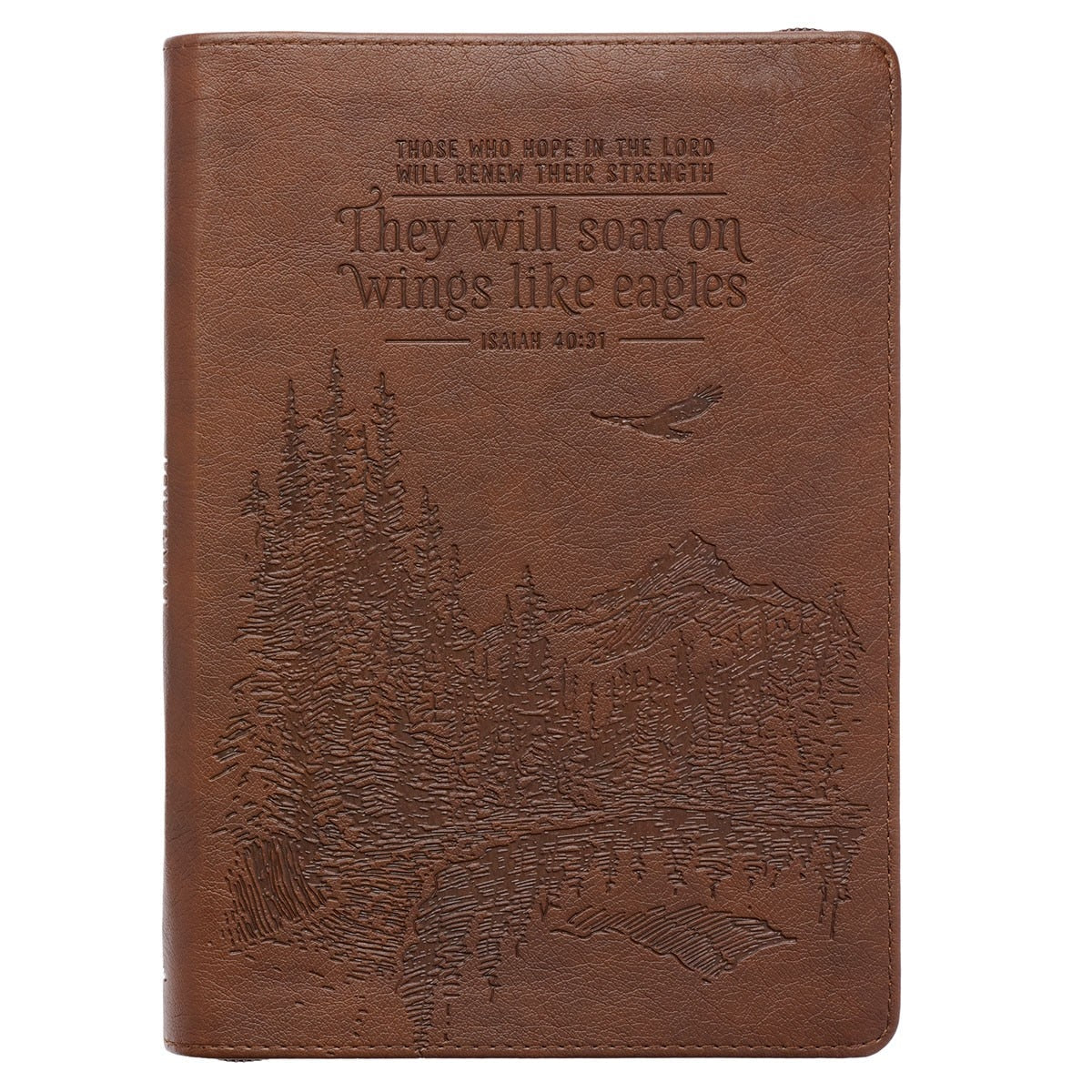 Soar Brown Faux Leather Classic Journal with Zipped Closure - Isaiah 40:31 by Christian Art Gifts