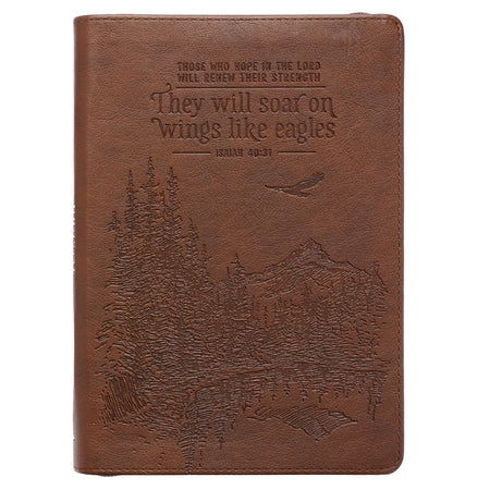Soar Brown Faux Leather Classic Journal with Zipped Closure - Isaiah 40:31 by Christian Art Gifts
