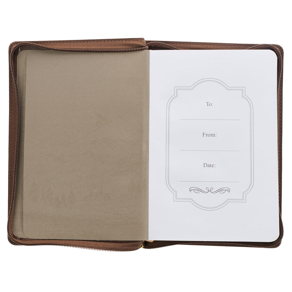Soar Brown Faux Leather Classic Journal with Zipped Closure - Isaiah 40:31 by Christian Art Gifts, product view 2