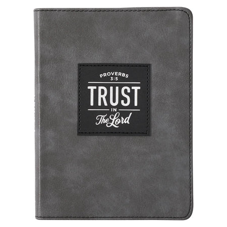 Trust in the Lord Gray Faux Leather Handy-sized Journal - Proverbs 3:5 by Christian Art Gifts