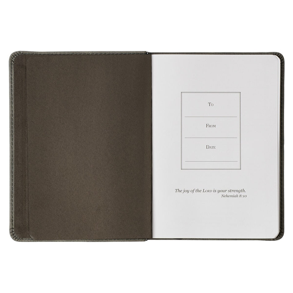 Trust in the Lord Gray Faux Leather Handy-sized Journal - Proverbs 3:5 by Christian Art Gifts, product view 2