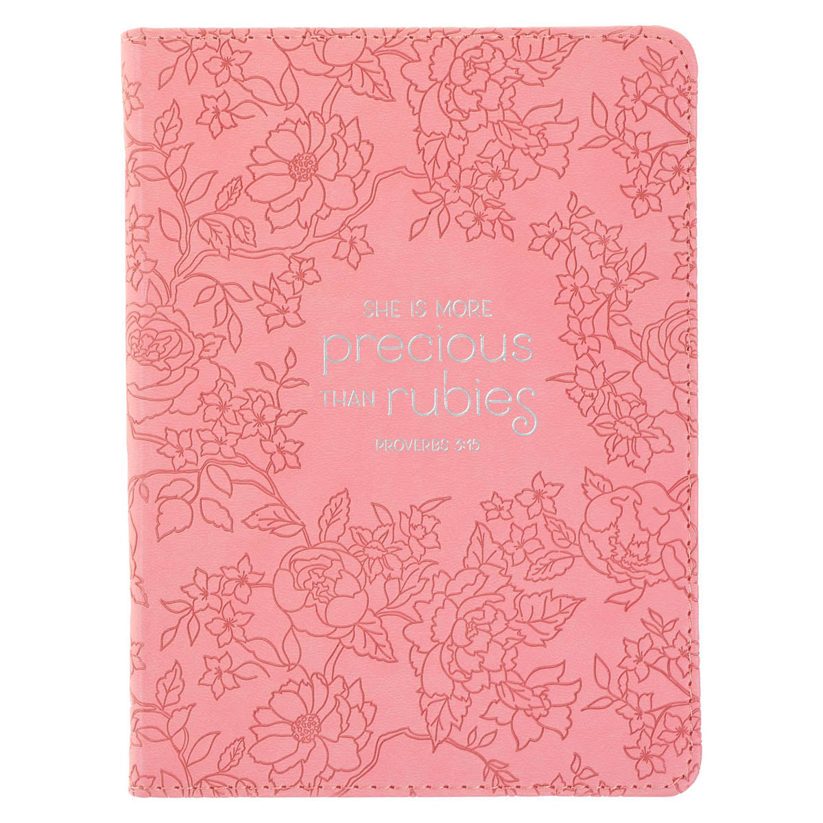 More Precious than Rubies Strawberry Pink Handy-sized Faux Leather Journal - Proverbs 31:26 by Christian Art Gifts