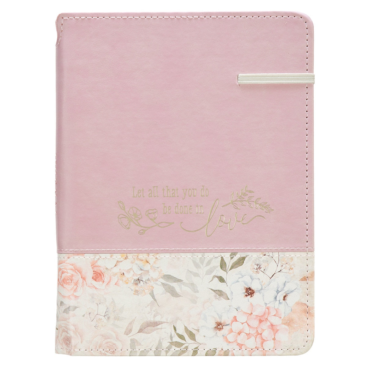 Done in Love Pink Floral Classic Journal with Elastic Closure and Pen Holder - 1 Corinthians 16:14 by Christian Art Gifts