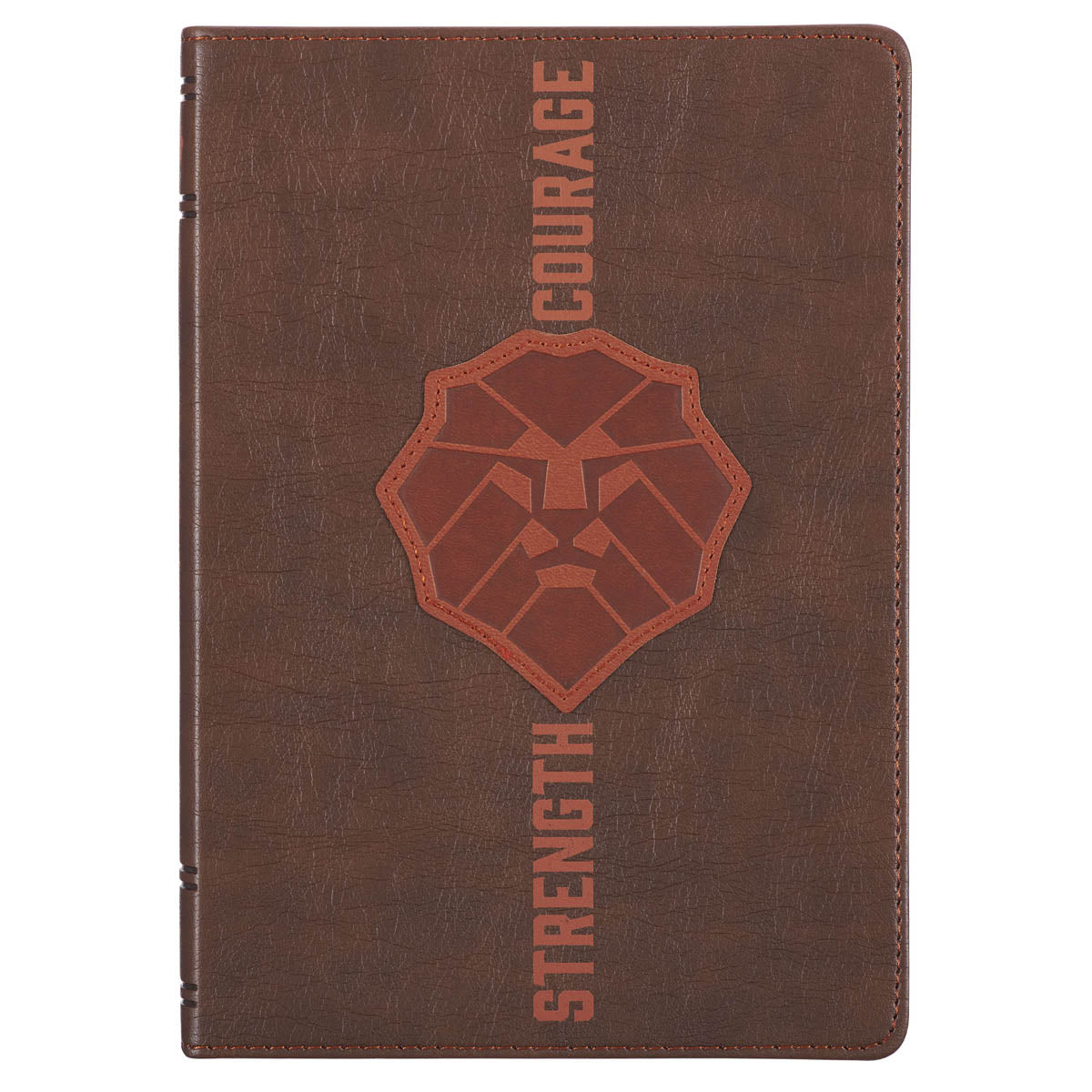 Lionface Strength and Courage Brown Faux Leather Classic Journal - Joshua 1:9 by Christian Art Gifts