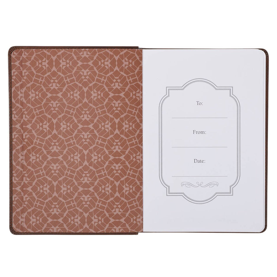 Lionface Strength and Courage Brown Faux Leather Classic Journal - Joshua 1:9 by Christian Art Gifts, product view 2