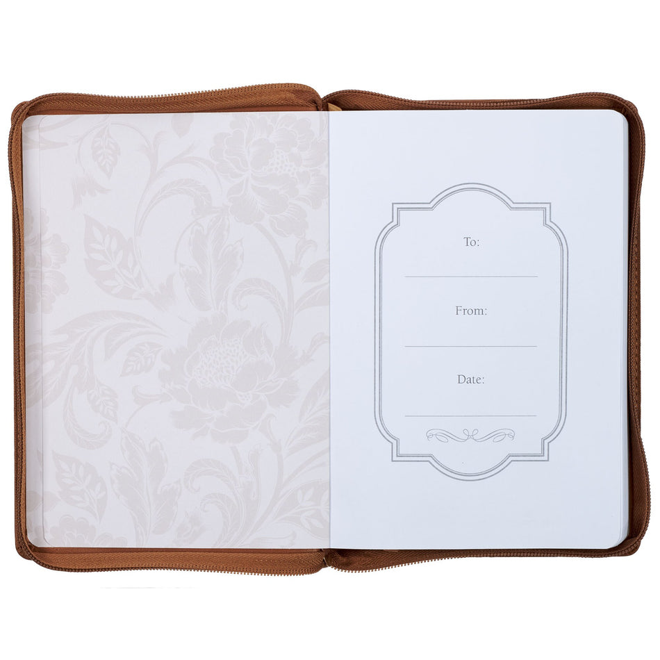 I Can Do All Things Through Christ Honey-brown Faux Leather Classic Journal with Zipper Closure, product view 2