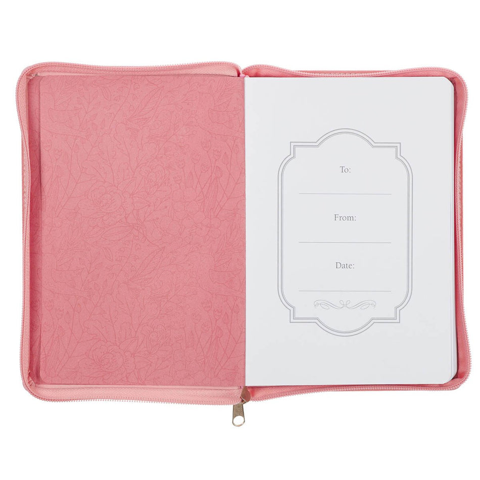 Trust With All Your Heart Pink Faux Leather Classic Journal with Zipper Closure - Proverbs 3:5-6, product view 2