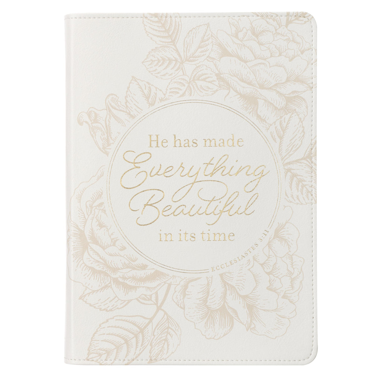 Everything Beautiful White Faux Leather Classic Journal - Ecclesiastes 3:11 by Christian Art Gifts