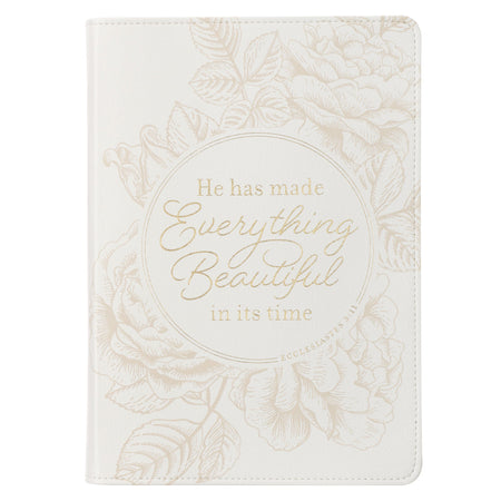 Everything Beautiful White Faux Leather Classic Journal - Ecclesiastes 3:11 by Christian Art Gifts