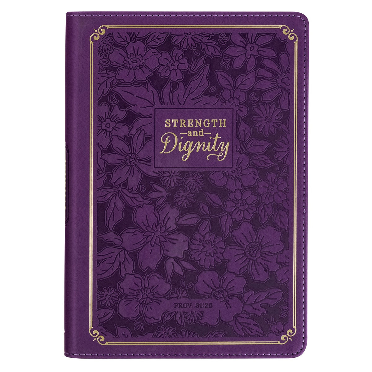 Strength and Dignity Purple Rose Faux Leather Classic Journal - Proverbs 31:25 by Christian Art Gifts