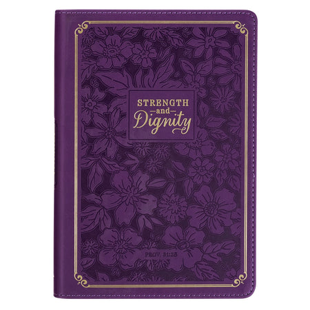 Strength and Dignity Purple Rose Faux Leather Classic Journal - Proverbs 31:25 by Christian Art Gifts