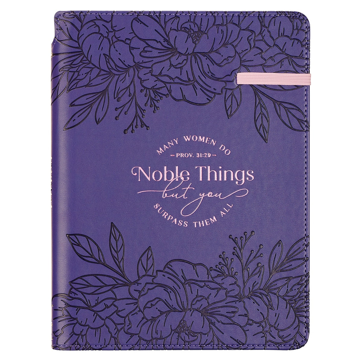 Noble Things Purple Faux Leather Classic Journal with Pen Holder - Proverbs 31:29 by Christian Art Gifts