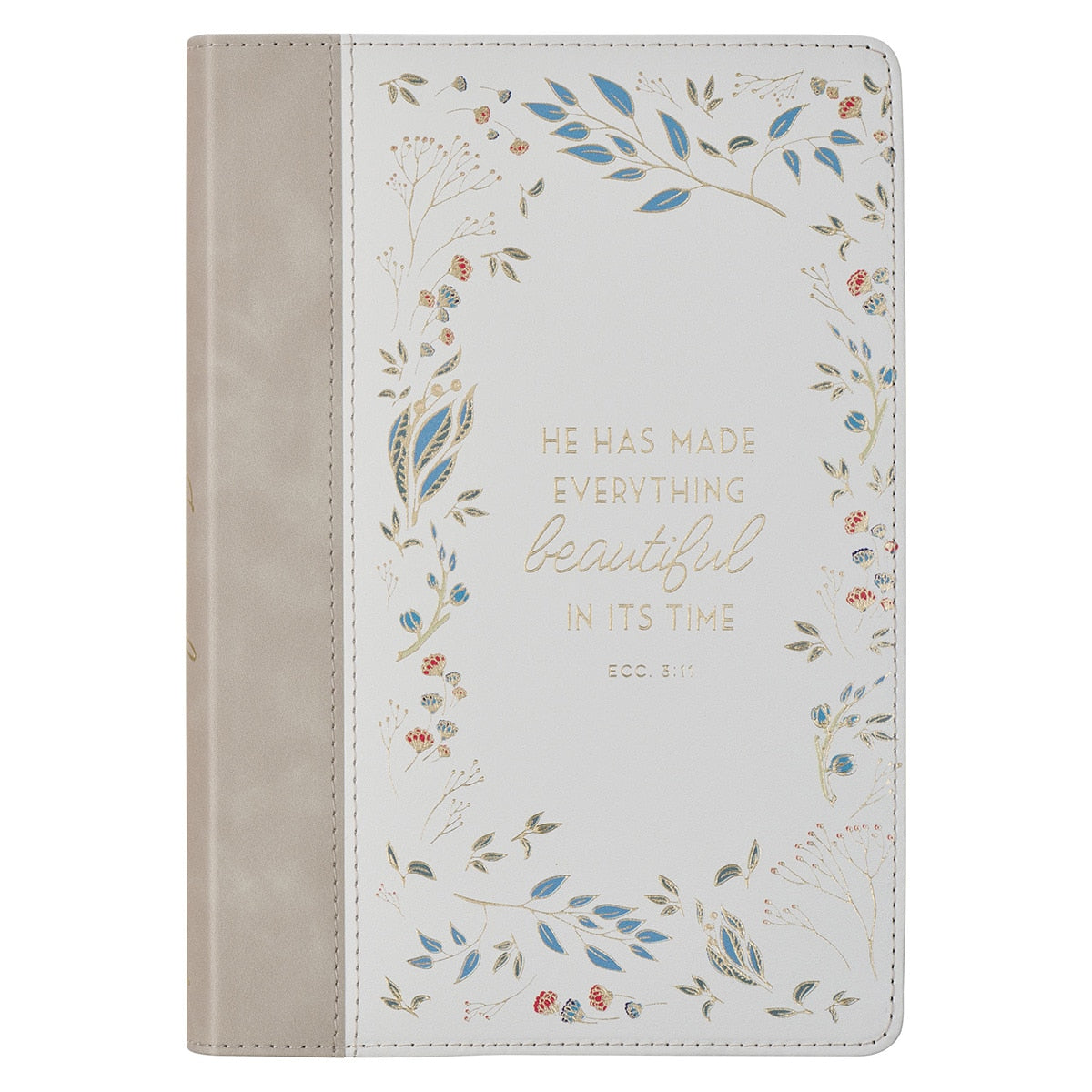 Everything Beautiful Cream Floral Faux Leather Classic Journal - Ecclesiastes 3:11 by Christian Art Gifts