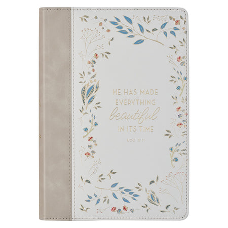 Everything Beautiful Cream Floral Faux Leather Classic Journal - Ecclesiastes 3:11 by Christian Art Gifts