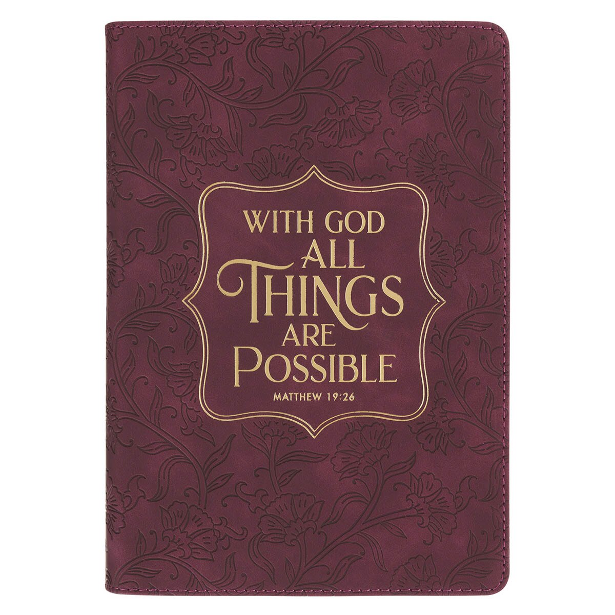 Things Are Possible Burgundy Faux Leather Classic Journal - Matthew 19:26 by Christian Art Gifts