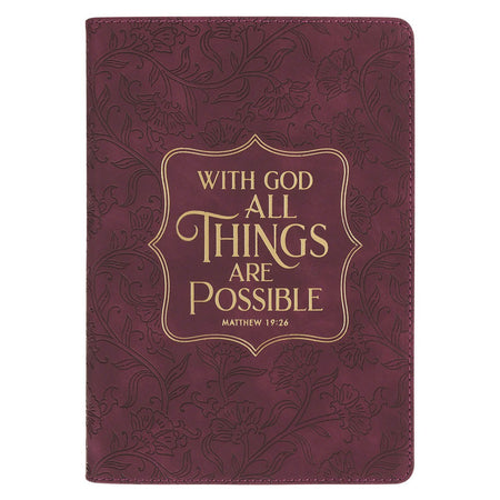 Things Are Possible Burgundy Faux Leather Classic Journal - Matthew 19:26 by Christian Art Gifts