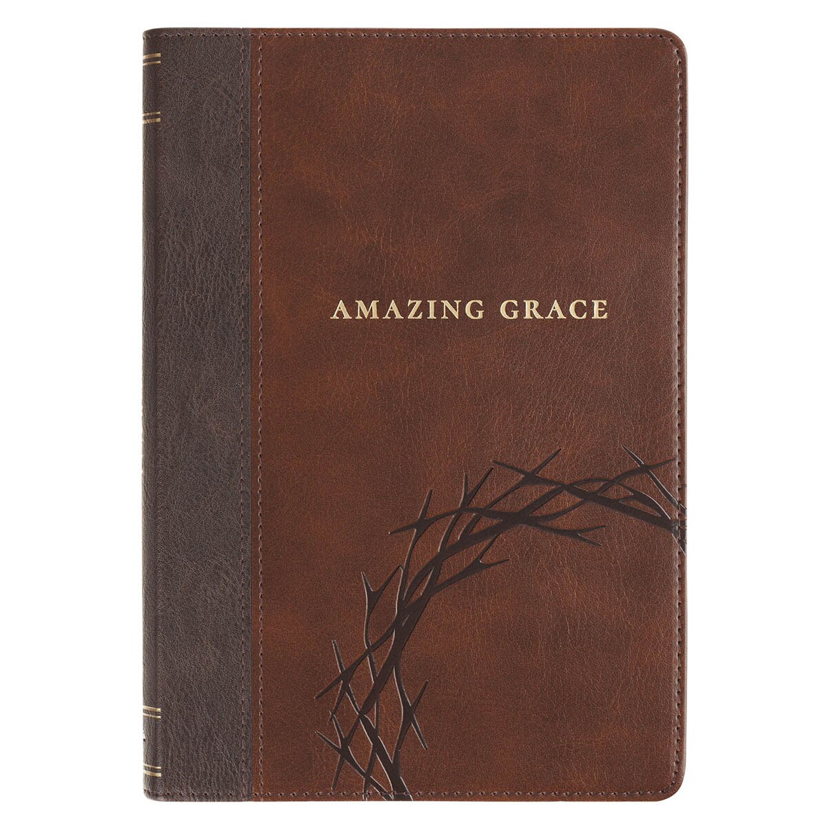 Amazing Grace Brown Crown of Thorns Classic Faux Leather Journal - Isaiah 53:3 by Christian Art Gifts