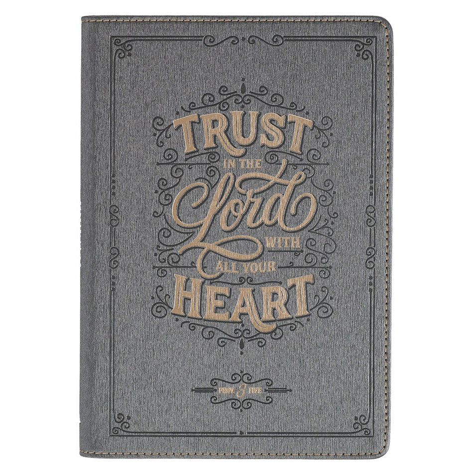 Trust in the Lord Charcoal Faux Leather Classic Journal - Proverbs 3:5 by Christian Art Gifts