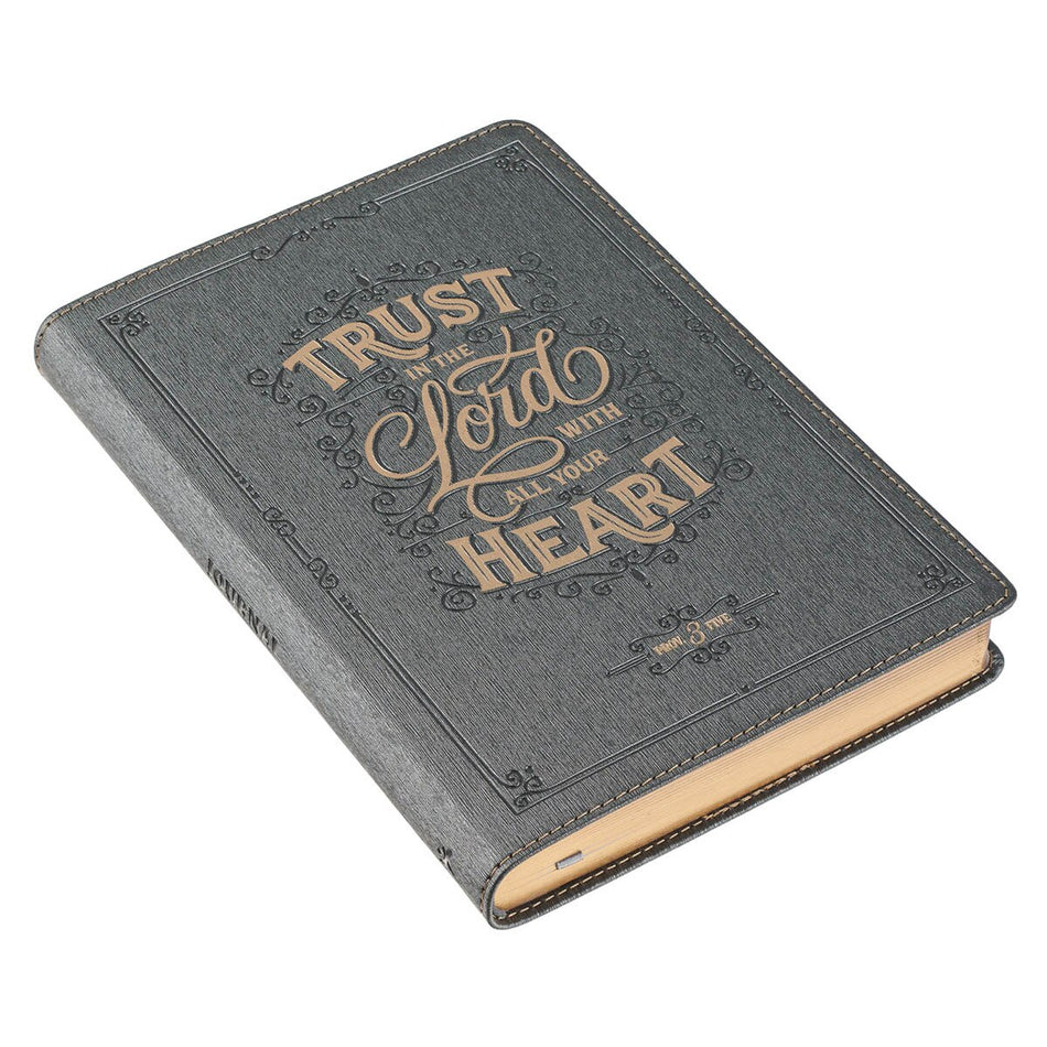 Trust in the Lord Charcoal Faux Leather Classic Journal - Proverbs 3:5 by Christian Art Gifts, product view 2