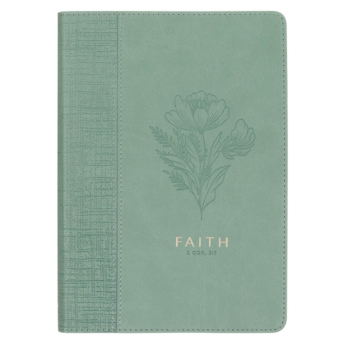 Faith Teal Floral Faux Leather Classic Journal - 2 Corinthians 5:7 by Christian Art Gifts