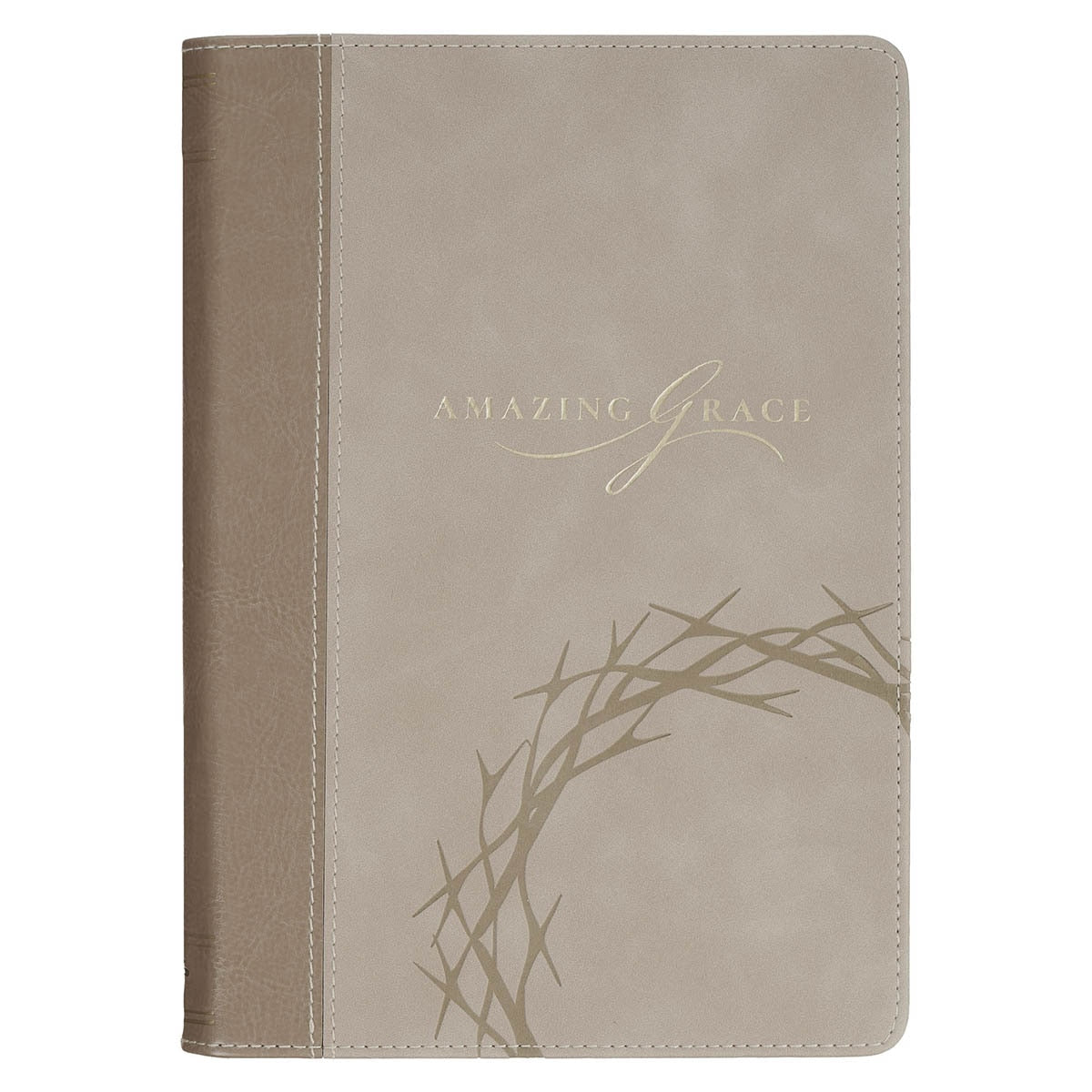 Amazing Grace Taupe Crown of Thorns Classic Faux Leather Journal - Isaiah 53:5 by Christian Art Gifts