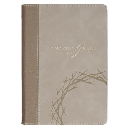 Amazing Grace Taupe Crown of Thorns Classic Faux Leather Journal - Isaiah 53:5 by Christian Art Gifts