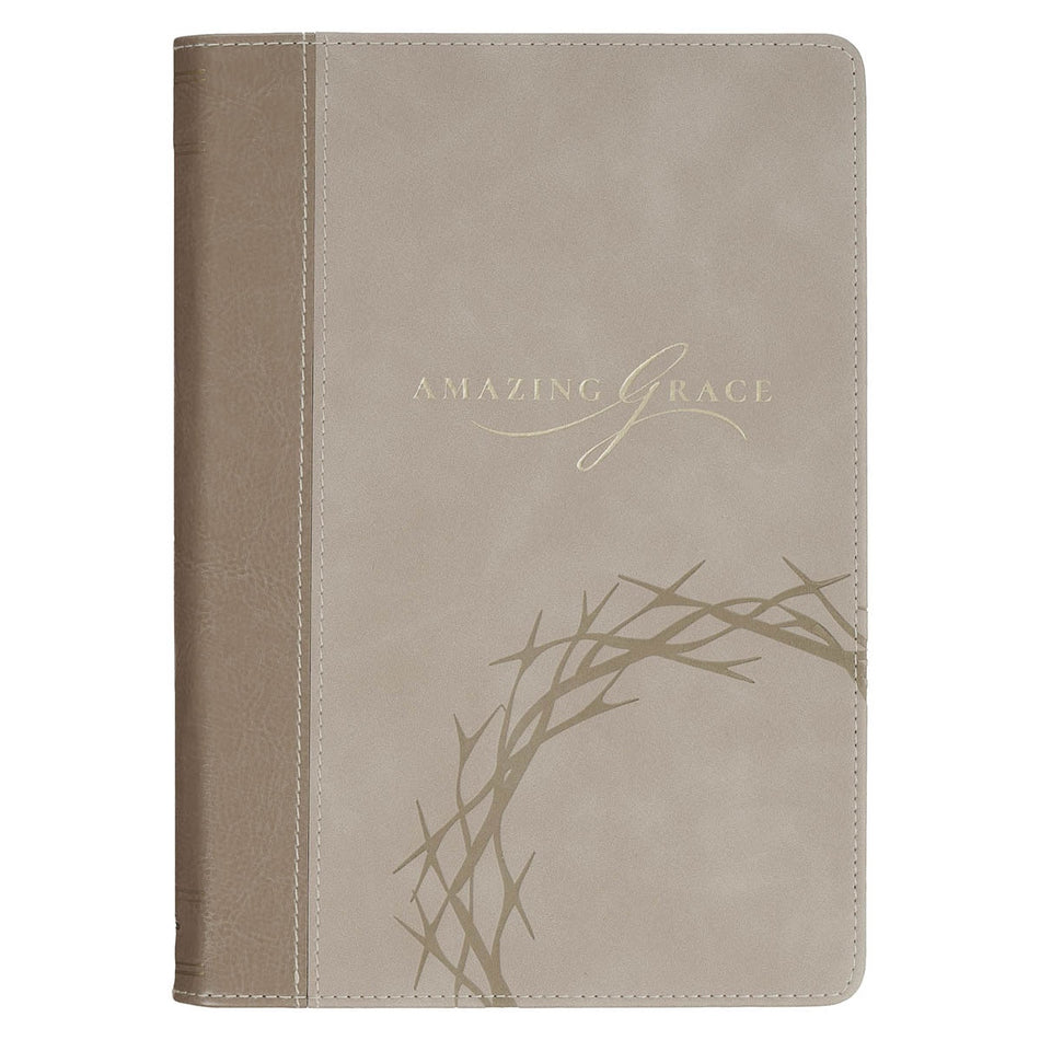 Amazing Grace Taupe Crown of Thorns Classic Faux Leather Journal - Isaiah 53:5 by Christian Art Gifts