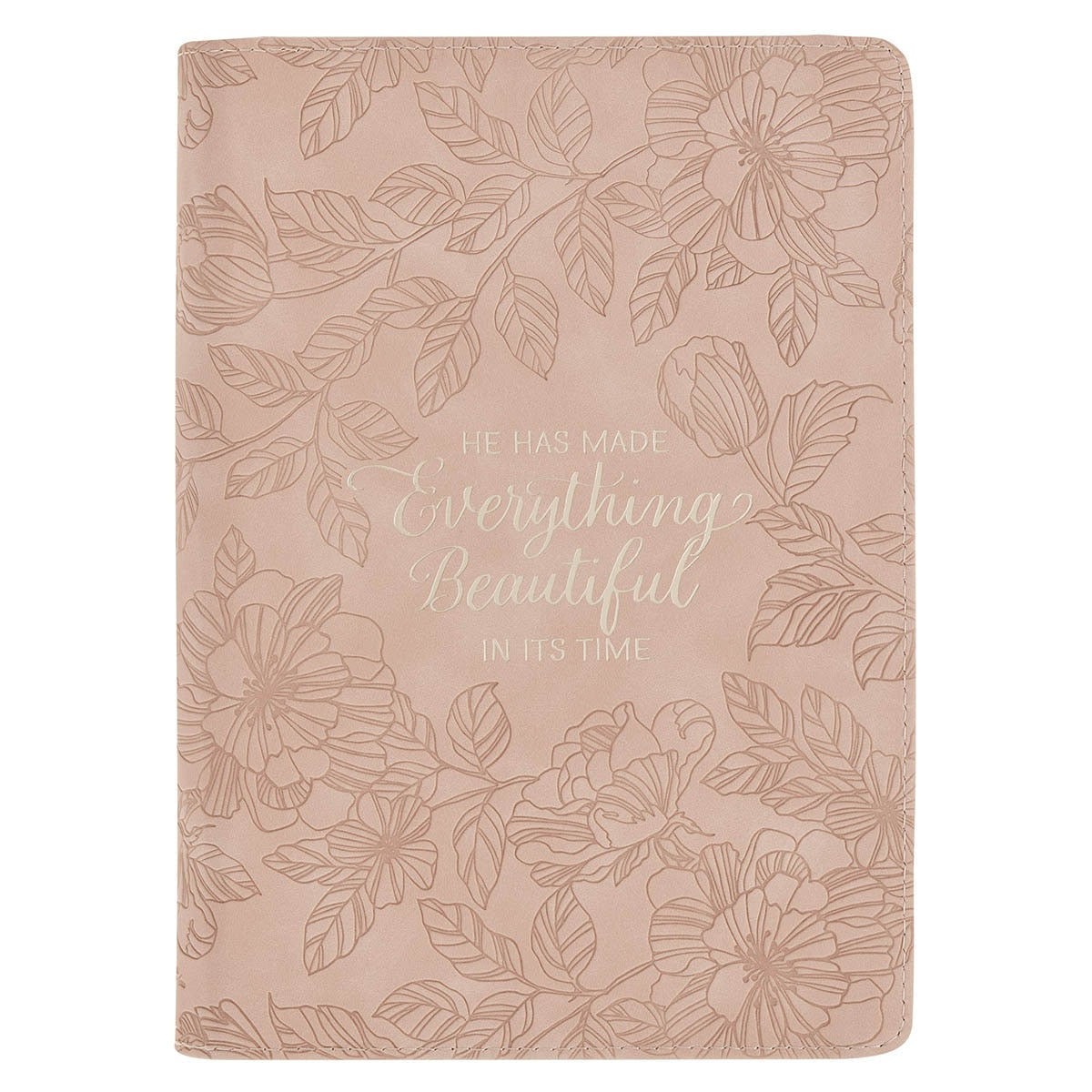 Everything Beautiful Blush Floral Faux Leather Journal with Zipper Closure - Ecclesiastes 3:11 by Christian Art Gifts