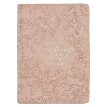 Everything Beautiful Blush Floral Faux Leather Journal with Zipper Closure - Ecclesiastes 3:11 by Christian Art Gifts