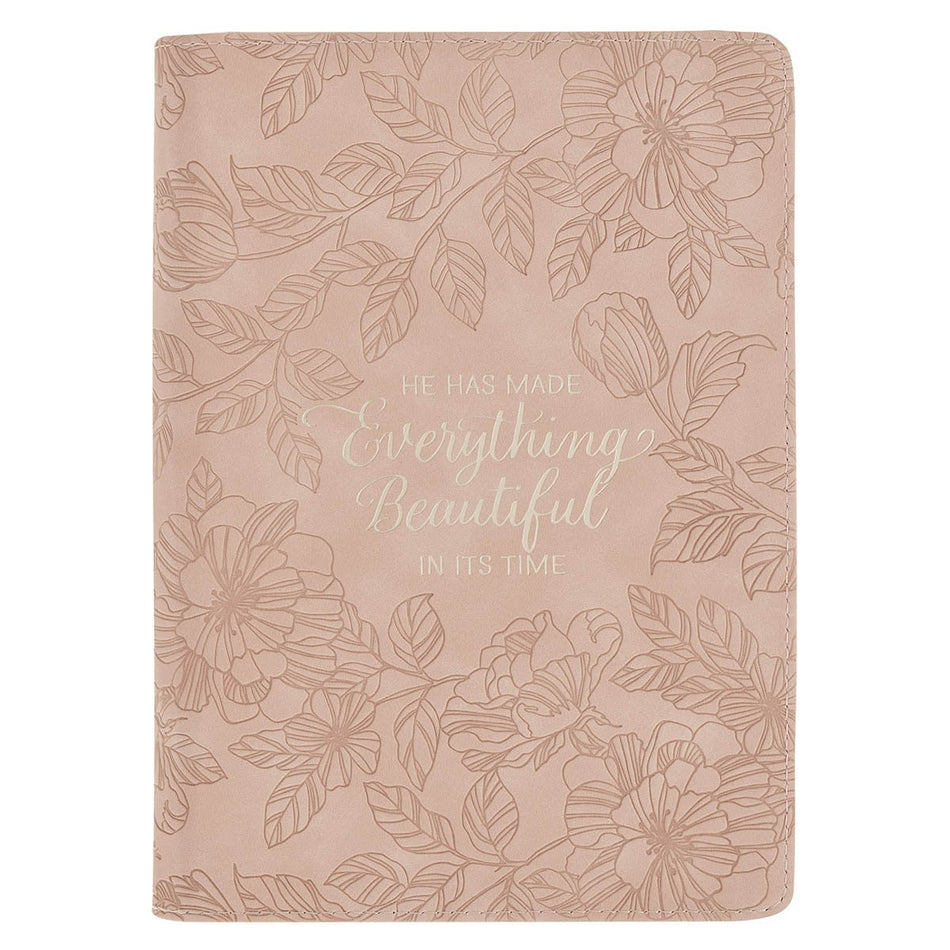 Everything Beautiful Blush Floral Faux Leather Journal with Zipper Closure - Ecclesiastes 3:11 by Christian Art Gifts