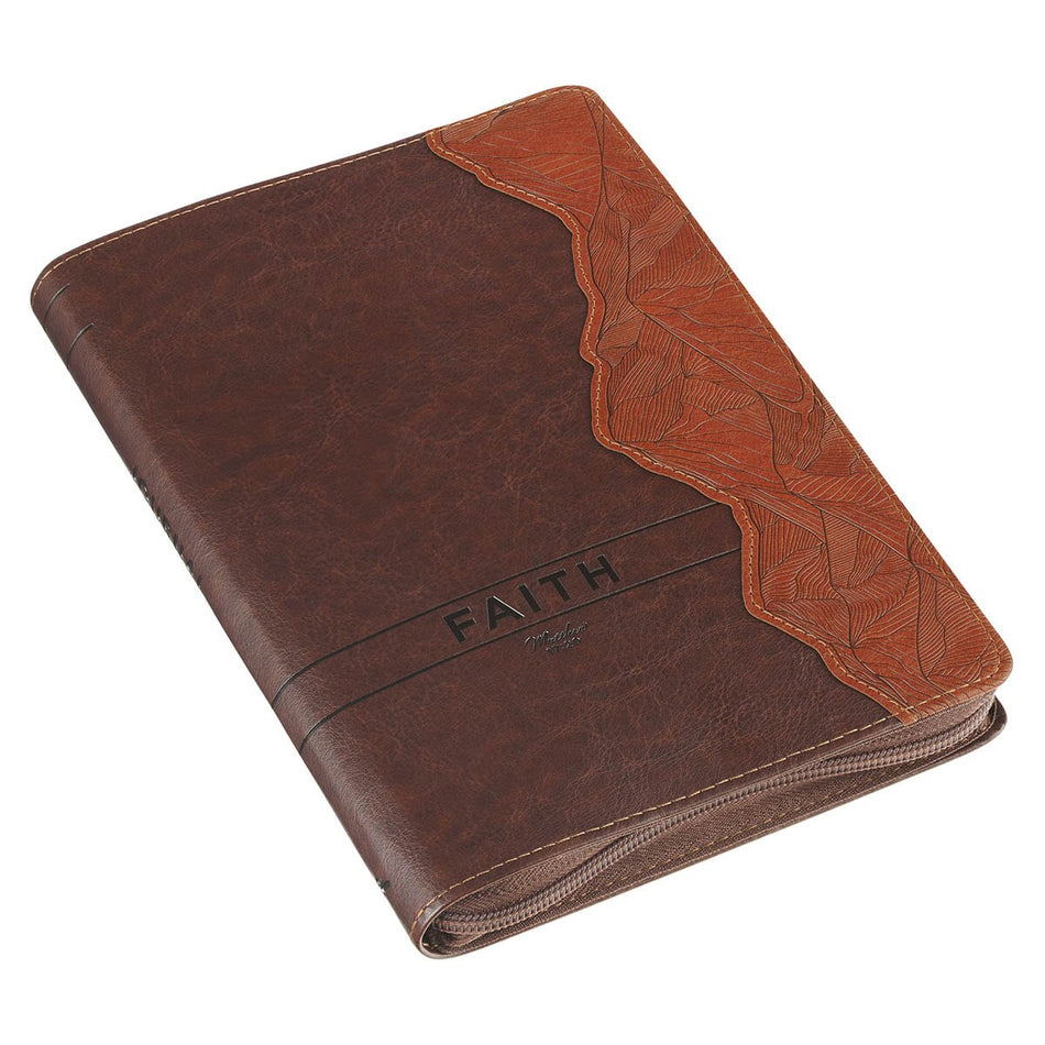 Faith Chestnut Brown Faux Leather Classic Journal with Zipper Closure - Matthew 17:20 by Christian Art Gifts, product view 2