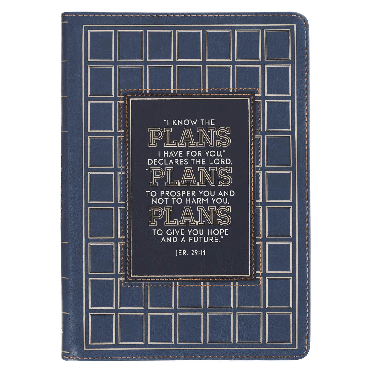 The Plans Modern Blue Grid Classic Journal with Zipper Closure - Jeremiah 29:11 by Christian Art Gifts