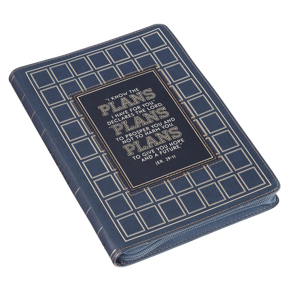 The Plans Modern Blue Grid Classic Journal with Zipper Closure - Jeremiah 29:11 by Christian Art Gifts, product view 2