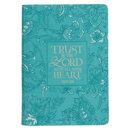 Trust in the Lord Teal Floral Faux Leather Journal with Zipper Closure - Proverbs 3:5 by Christian Art Gifts
