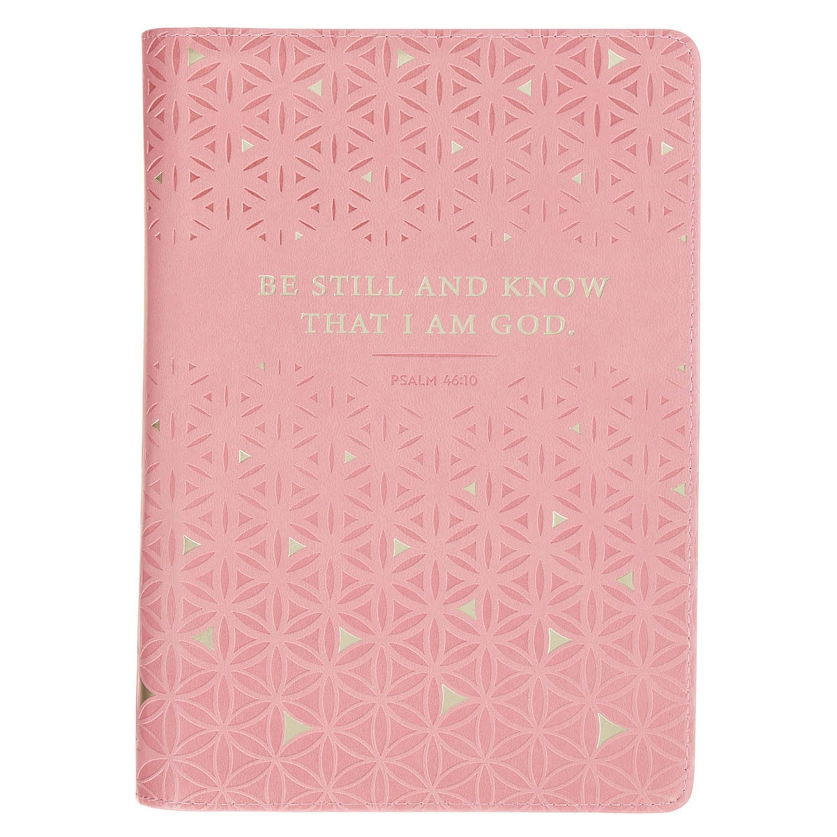 Be Still and Know Geometric Pink Faux Leather Journal with Zipper Closure - Psalm 46:10 by Christian Art Gifts