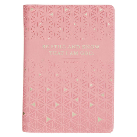 Be Still and Know Geometric Pink Faux Leather Journal with Zipper Closure - Psalm 46:10 by Christian Art Gifts