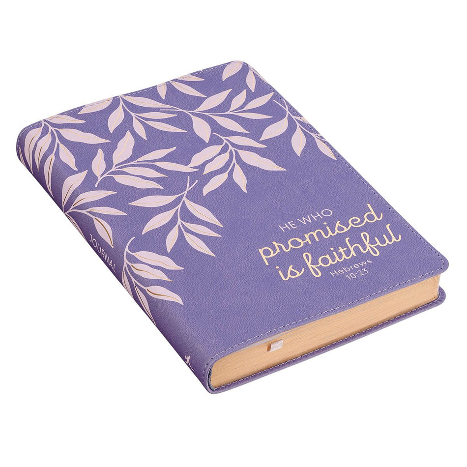 Faithful Promise Lavender Garden Faux Leather Classic Journal - Hebrews 10:23 by Christian Art Gifts, product view 2
