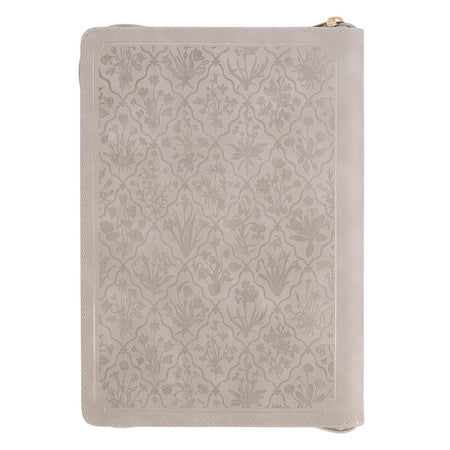 Sufficient Grace Taupe Faux Leather Classic Journal with Zipper Closure - 2 Cor 12:9 by Christian Art Gifts, product view 5