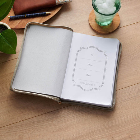 Sufficient Grace Taupe Faux Leather Classic Journal with Zipper Closure - 2 Cor 12:9 by Christian Art Gifts, product view 3