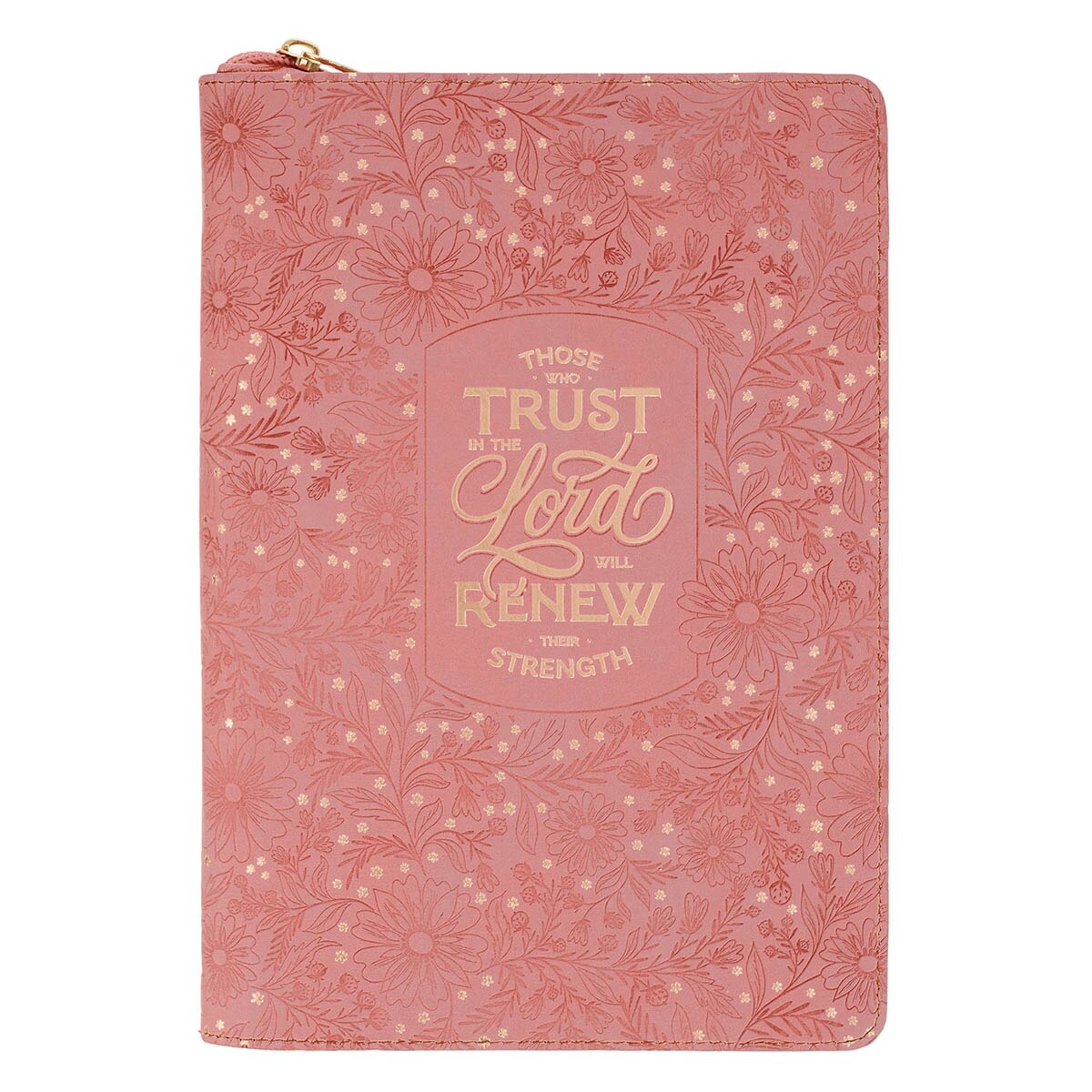 Trust Pink Floral Faux leather Classic Journal with Zipper Closure - Isaiah 40:31 by Christian Art Gifts