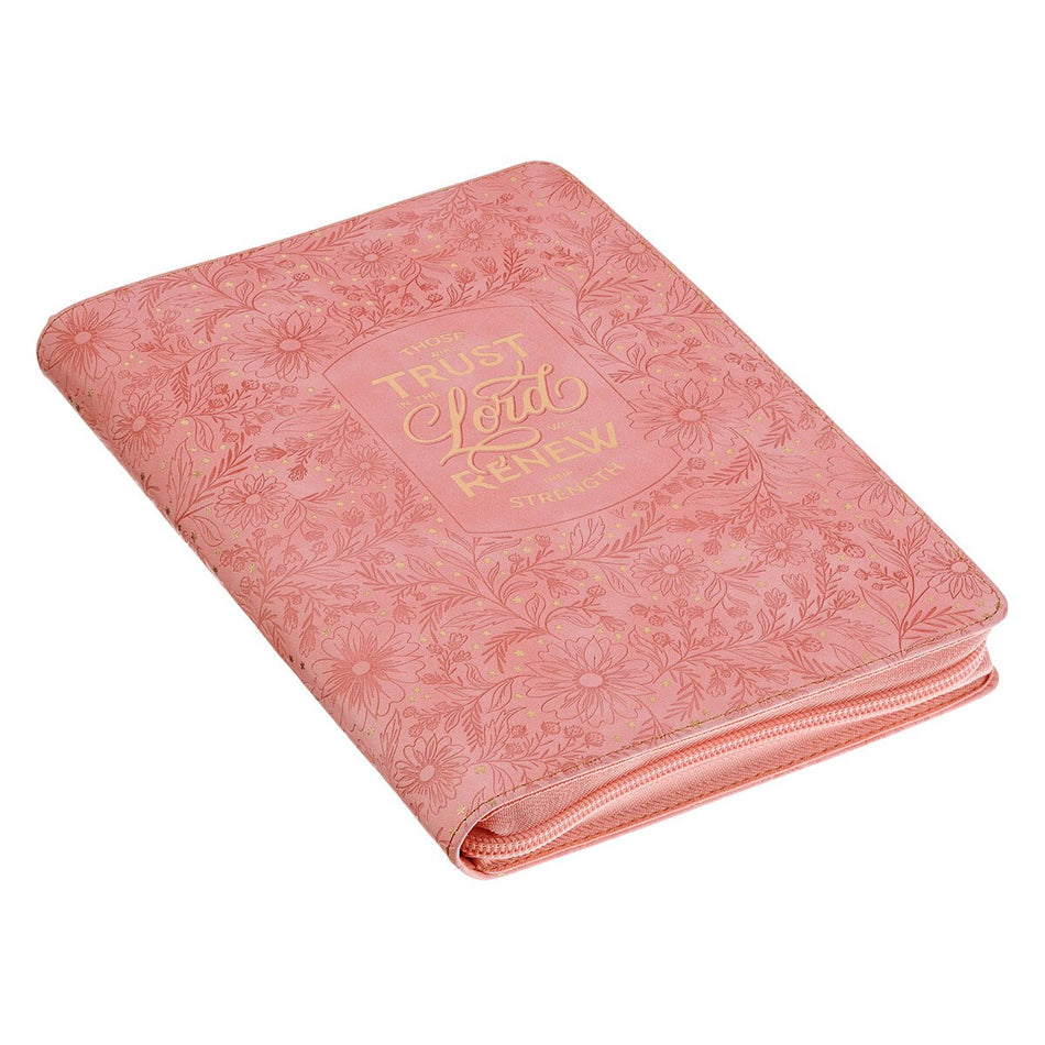 Trust Pink Floral Faux leather Classic Journal with Zipper Closure - Isaiah 40:31 by Christian Art Gifts, product view 2