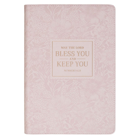 Bless and Keep You Blush Bloom Faux Leather Classic Journal - Numbers 6:24 by Christian Art Gifts