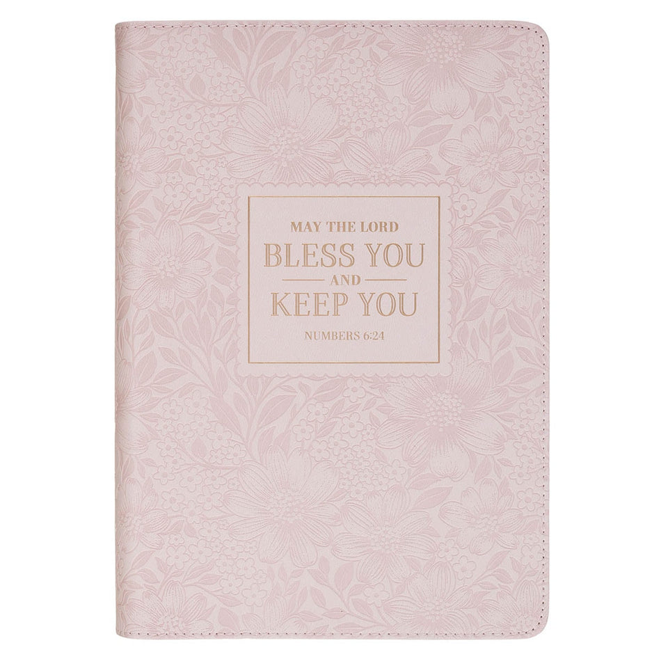 Bless and Keep You Blush Bloom Faux Leather Classic Journal - Numbers 6:24 by Christian Art Gifts